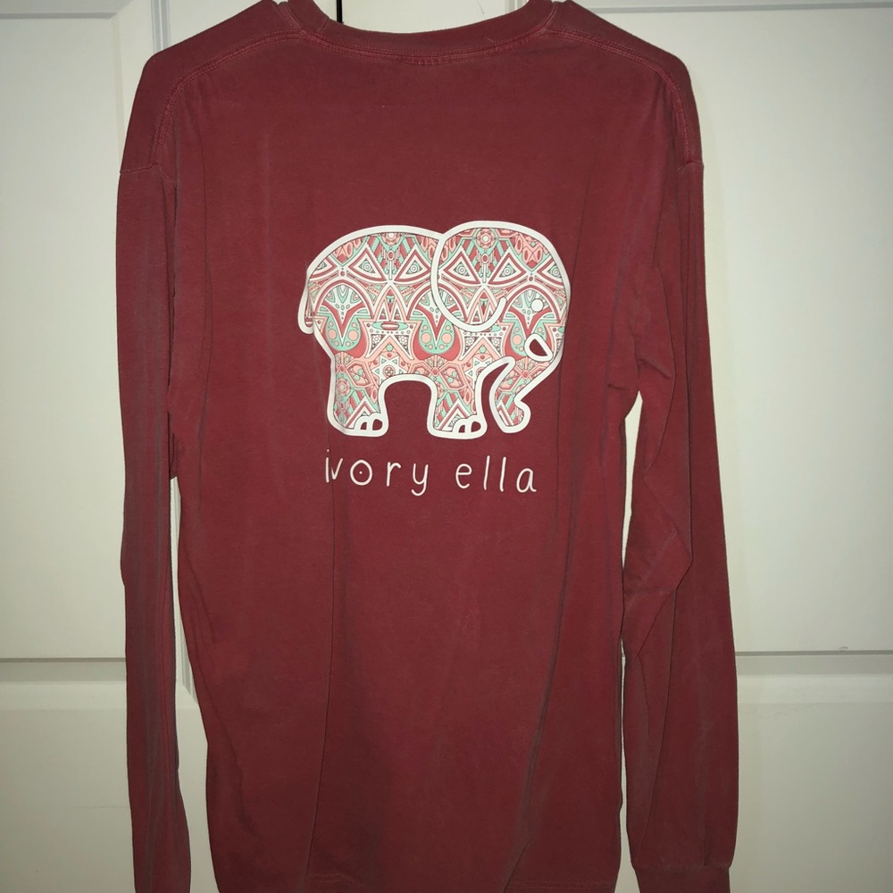 Ivory Ella Red Aztec Pocket Long-Sleeve Tee